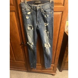 Express Size 4 DISTRESSED Jeans Legging 30" Inseam Midrise Medium Wash